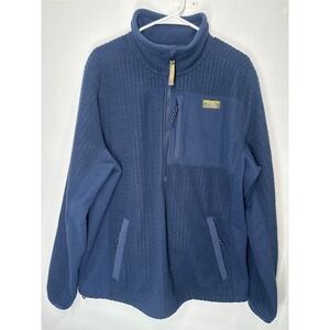 LL Bean Mountain Classic Windproof Fleece Quater Zip Jacket Blue Mens XL